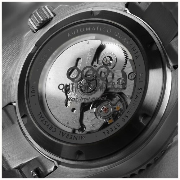 Out of Order Black Automatico Quaranta Watch (Black Dial/Brushed Steel Band) - Picture 4 of 6